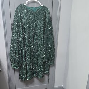 Boohoo Emerald Sequin Dress